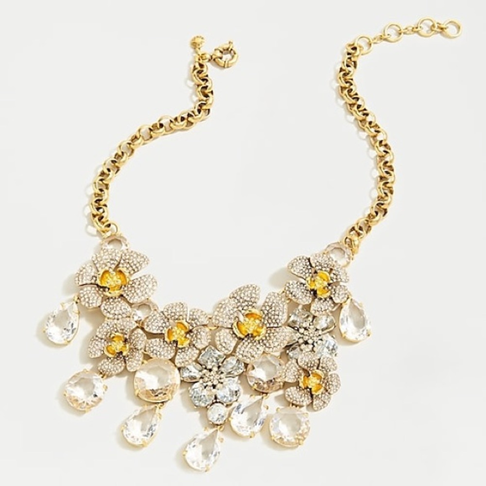 J. Crew Icicle flower pavé crystal necklace
